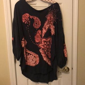 Free People Navy Blue Oversized Shirt